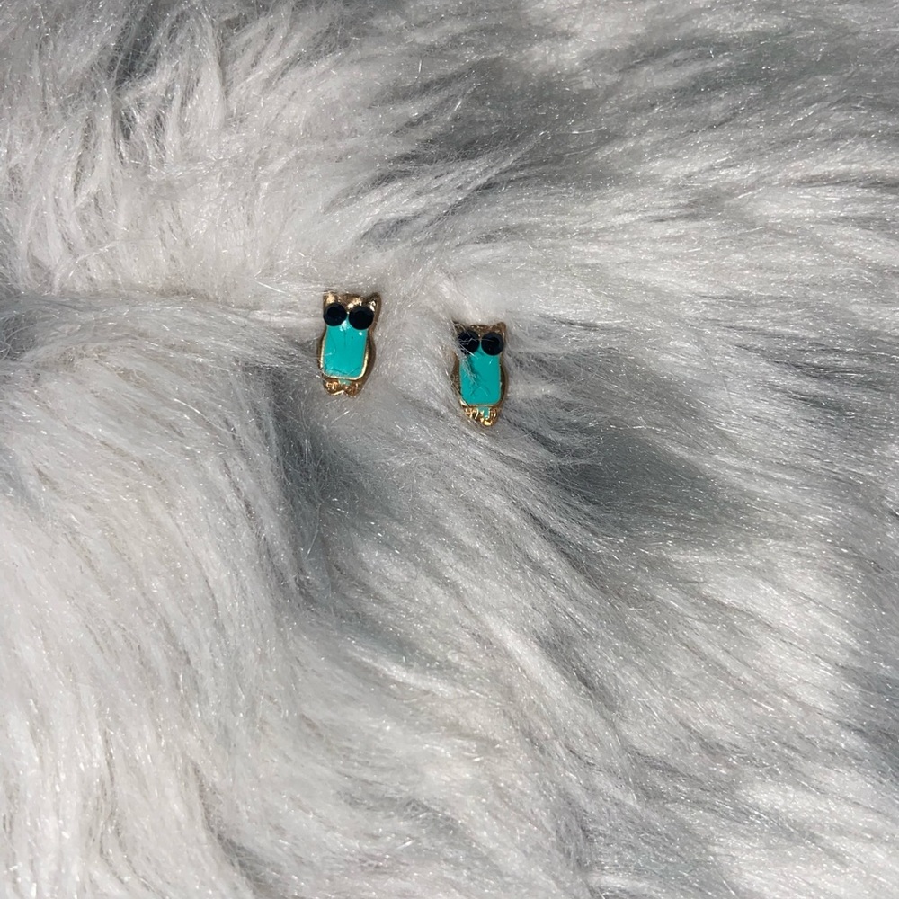 Turquoise owl earrings